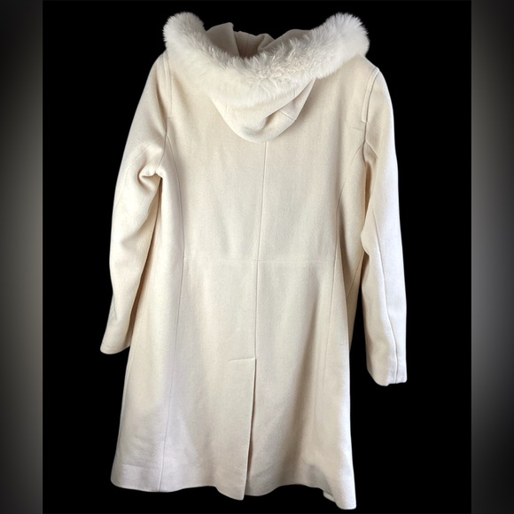 Forecaster Ivory/ White Women's Coat Lambswool blend fox fur trim on hood - Picture 4 of 9